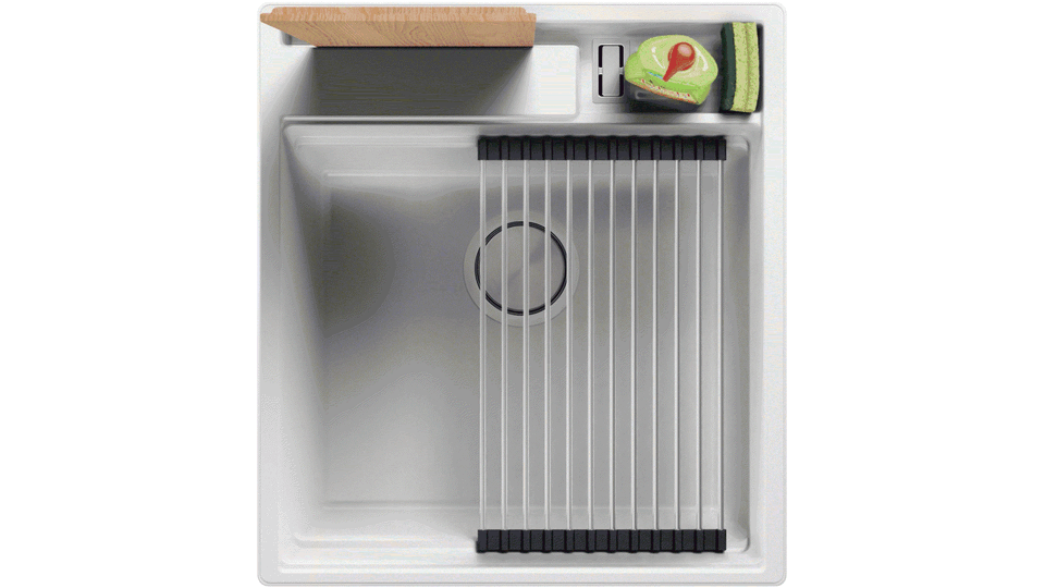 Egymedencés gránit konyhai mosogató csepegtető nélkül tartóval kiegészítőknek és vágódeszkának Oslo 50 Pocket + Ajándék