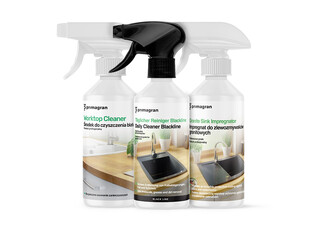 Impregnáló szer gránit mosogatókhoz 250 ml + Mindennapos ápolószer Blackline 250 ml +Konyhai felülettisztító 250 ml